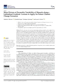 Drivers of Fecundity Variability of Mussels Along a Latitudinal Gradient: Lessons to Apply for Future Climate Change Scenarios