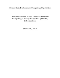 Future High Performance Computing Capabilities Summary Report of The