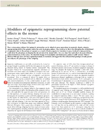Modifiers of Epigenetic Reprogramming Show Paternal