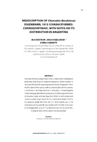 Redescription of Cheirodon Ibicuhiensis Eigenmann, 1915 (Characiformes: Cheirodontinae), with Notes on Its Distribution in Argentina