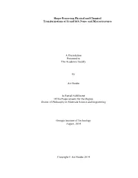 Shape-Preserving Physical and Chemical Transformations of Si and Sio2 Nano- and Microstructures a Dissertation Presented To
