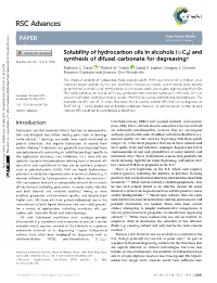 Solubility of Hydrocarbon Oils in Alcohols (≤C6)