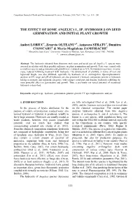 The Effect of Some Angelica L. Sp. Hydrosols on Seed Germination and Initial Plant Growth