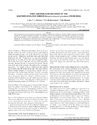 First Distribution Records of the Eastern Hoolock Gibbon Hoolock Hoolock Leuconedys from India