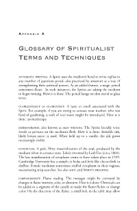 Glossary of Spiritualist Terms and Techniques
