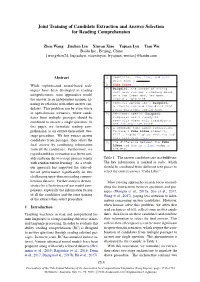 Joint Training of Candidate Extraction and Answer Selection for Reading Comprehension