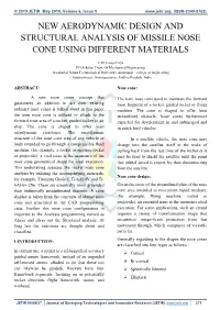 New Aerodynamic Design and Structural Analysis of Missile Nose Cone Using Different Materials