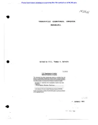 TRAFFIC CONTROL ORDER MANUAL If You Have Issues