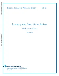 Learning from Power Sector Reform
