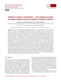 Ratings of Equine Conformation – New Insights Provided by Shape Analysis Using the Example of Lipizzan Stallions