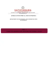 Unit – I Computer Architecture and Operating System – Scs1315