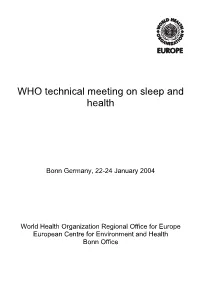 WHO Technical Meeting on Sleep and Health