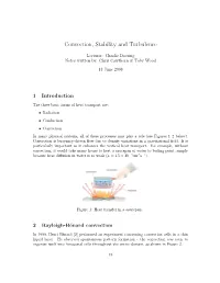 Convection, Stability and Turbulence