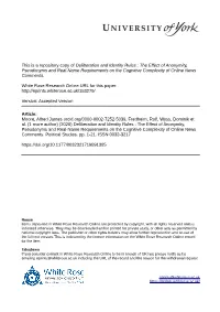 Deliberation and Identity Rules : the Effect of Anonymity, Pseudonyms and Real-Name Requirements on the Cognitive Complexity of Online News Comments