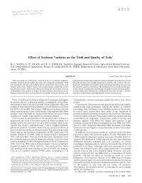 Effect of Soybean Varieties on the Yield and Quality of Toful