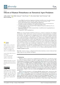 Effects of Human Disturbance on Terrestrial Apex Predators