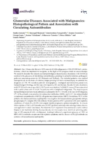 Glomerular Diseases Associated with Malignancies: Histopathological Pattern and Association with Circulating Autoantibodies