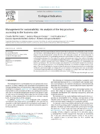 Management for Sustainability: an Analysis of the Key Practices