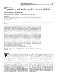 Spiekermann, Et Al., Towards a Value Theory for Personal Data