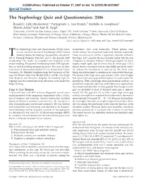 The Nephrology Quiz and Questionnaire: 2006