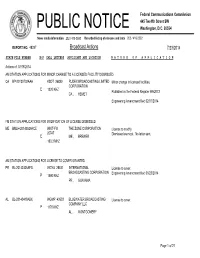 Broadcast Actions 7/23/2014