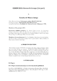 CESEM 2013: Research Groups (1St Part)