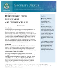 Definitions in Crisis Management and Crisis Leadership