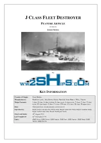 J Class Fleet Destroyer