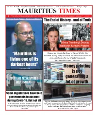 MAURITIUS TIMES L "You Will Never Do Anything in This World Without Courage
