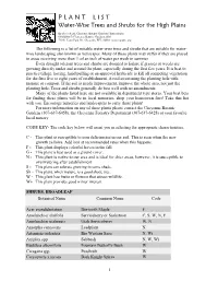 P L a N T L I S T Water-Wise Trees and Shrubs for the High Plains