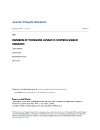 Standards of Professional Conduct in Alternative Dispute Resolution