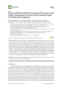 Diospyros Kaki) Chips: Instrumental, Sensory, and Consumer Input for Product Development