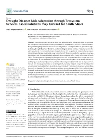 Drought Disaster Risk Adaptation Through Ecosystem Services-Based Solutions: Way Forward for South Africa