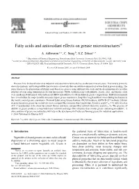 Fatty Acids and Antioxidant Effects on Grease Microstructuresଝ