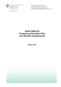 Swiss National Frequency Allocation Plan and Specific Assignments