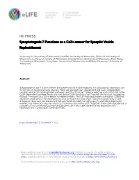 Synaptotagmin 7 Functions As a Ca2+-Sensor for Synaptic Vesicle Replenishment