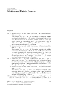 Appendix a Solutions and Hints to Exercises
