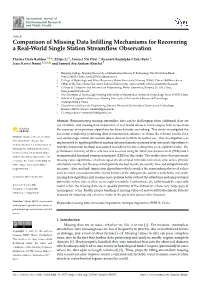 Comparison of Missing Data Infilling Mechanisms for Recovering a Real-World Single Station Streamflow Observation
