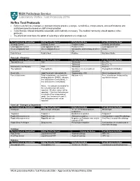 Reflex Test Protocols 2016