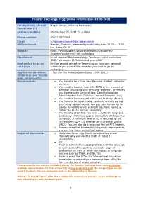 1 Faculty Exchange Programme Information 2020-2021