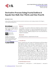 Derivative Process Using Fractal Indices K Equals One-Half, One-Third, and One-Fourth