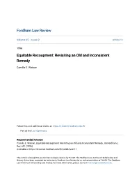 Equitable Recoupment: Revisiting an Old and Inconsistent Remedy