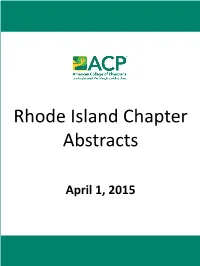 Rhode Island Chapter Abstracts