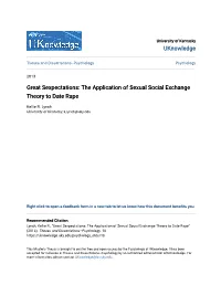 The Application of Sexual Social Exchange Theory to Date Rape