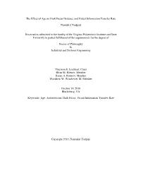 The Effect of Age on Dark Focus Distance and Visual Information Transfer Rate