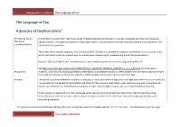 The Language of Tax