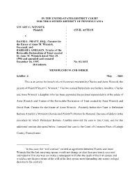 “Will Contract” Recited an Agreement Between Charles and Anne Winnick