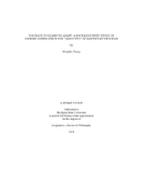 YOU HAVE to LEARN to ADAPT: a SOCIOLINGUISTIC STUDY of CHINESE AMERICANS in the "ASIAN CITY" of SOUTHEAST MICHIGAN By