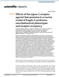 Effects of the Sigma-1 Receptor Agonist Blarcamesine in a Murine Model Of