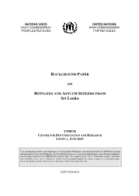 Update UNHCR/CDR Background Paper on Sri Lanka